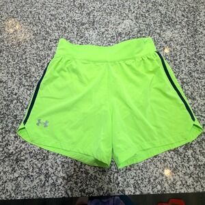 Under Armour Speedpocket Running Short Women M Hi Visibility Neon Stretch Sporty